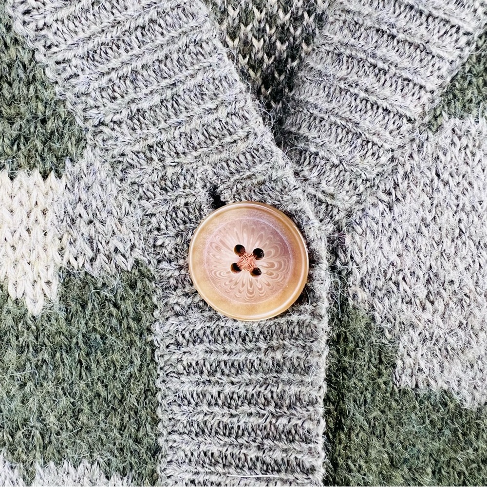 Lucky Brand Camo Green Wool Blend Button Up Cardigan Sweater - Picture 8 of 11